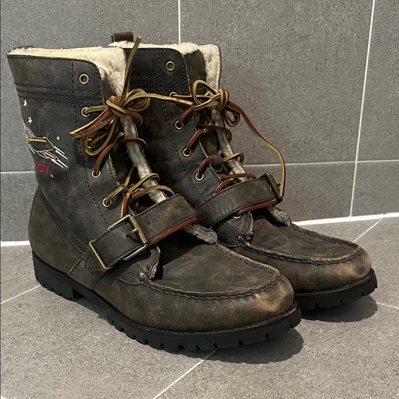 Polo Ralph Lauren Ranger Air Division Boots Faux Shearling Mens Size 12